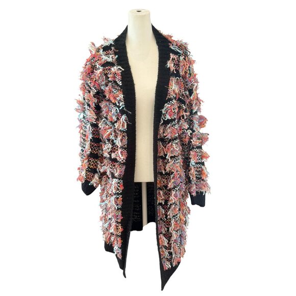 NWT Wild Flower Multicolor Chunky Metallic  Fringe Cardigan - Picture 3 of 8